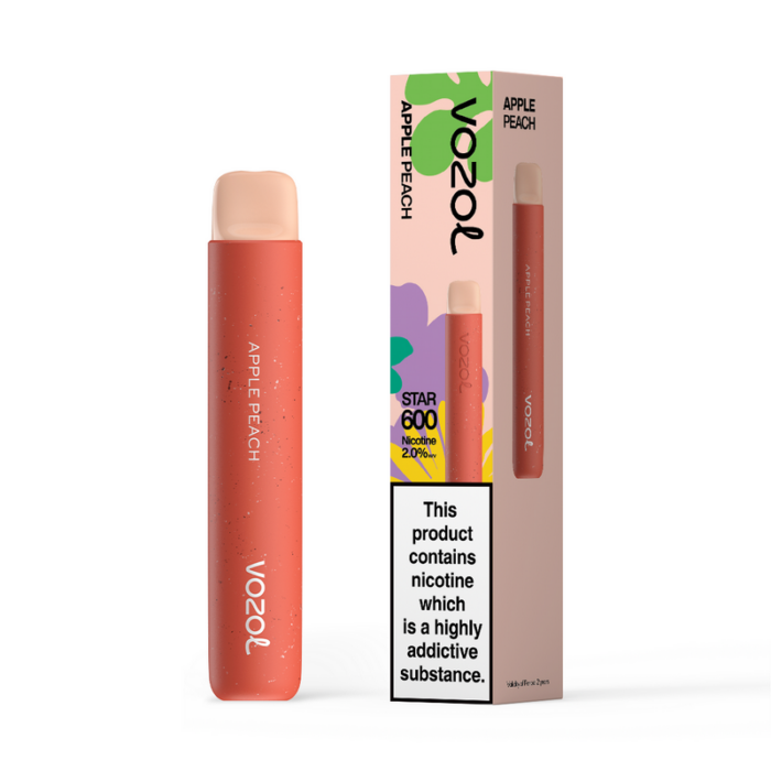 Disposable vapesVozol Star 600 Disposable Vape BarApplepeach