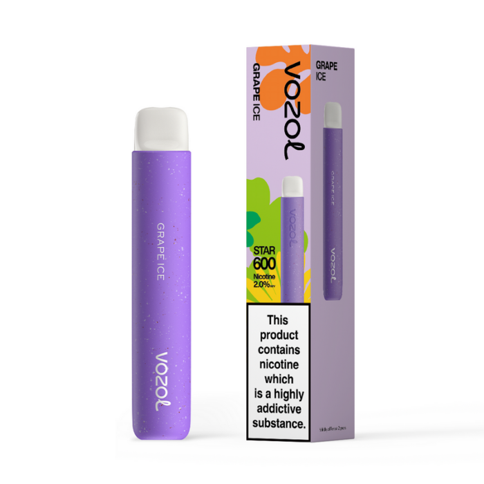 Disposable vapesVozol Star 600 Disposable Vape BarGrapeIce