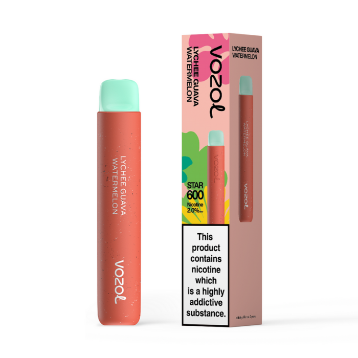 Disposable vapesVozol Star 600 Disposable Vape BarLycheeGuavaWatermelon