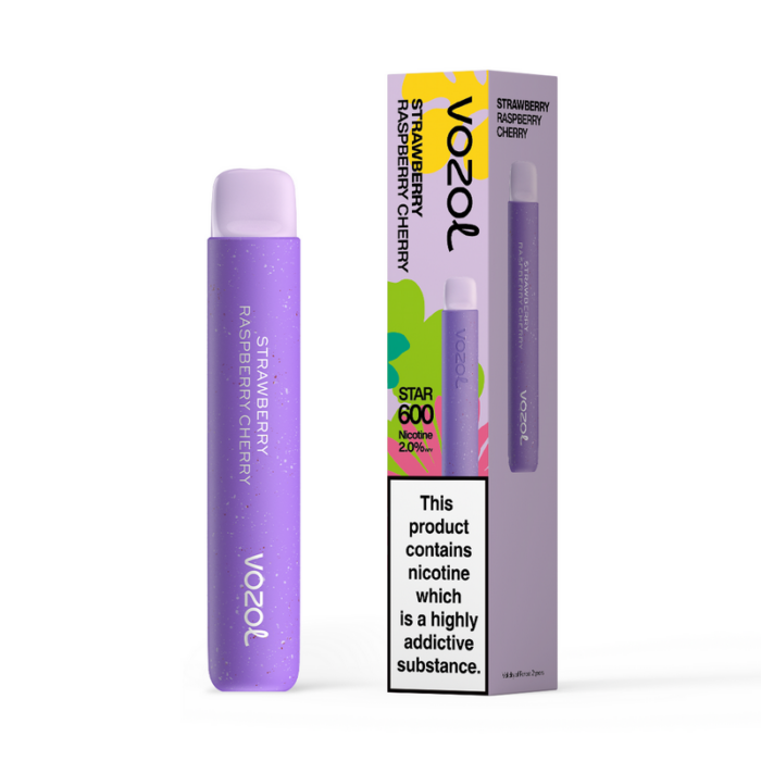 Disposable vapesVozol Star 600 Disposable Vape BarStrawberryraspberrycherry