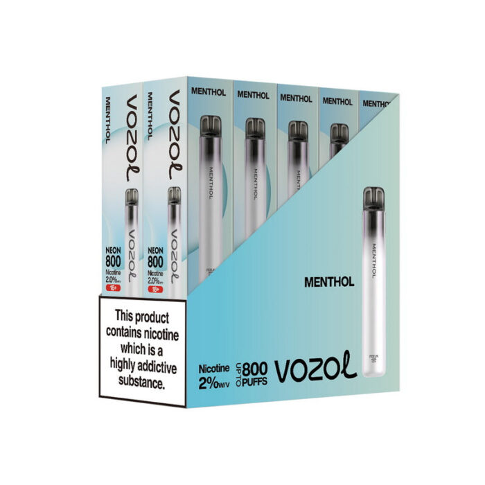 Disposable vapesBox of 10 Vozol Neon 800 Disposable Vape Multipackvozol neon pcs Menthol