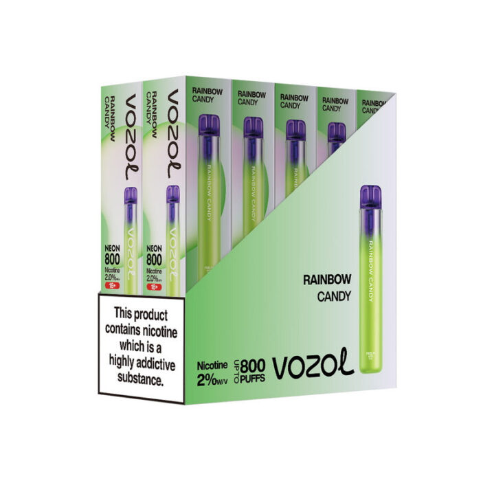 Disposable vapesBox of 10 Vozol Neon 800 Disposable Vape Multipackvozol neon pcs RAINBOWCANDY