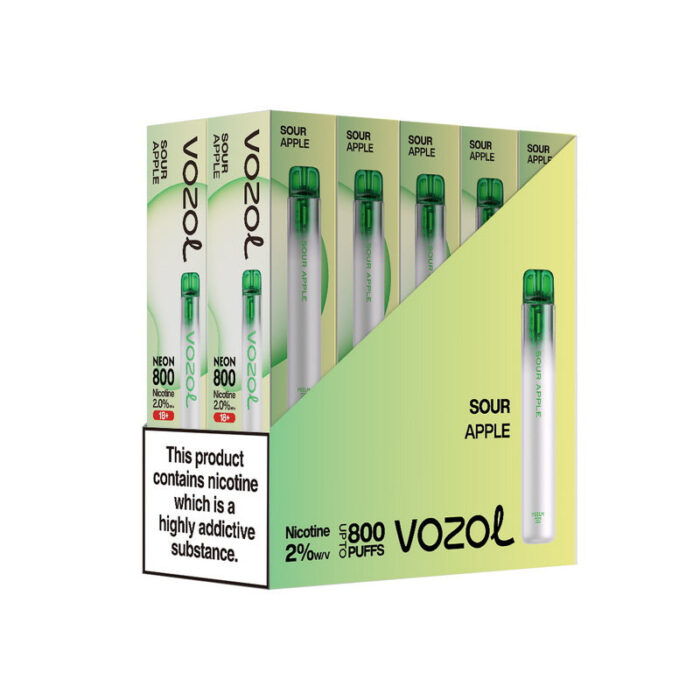 Disposable vapesBox of 10 Vozol Neon 800 Disposable Vape Multipackvozol neon pcs SOURAPPLE