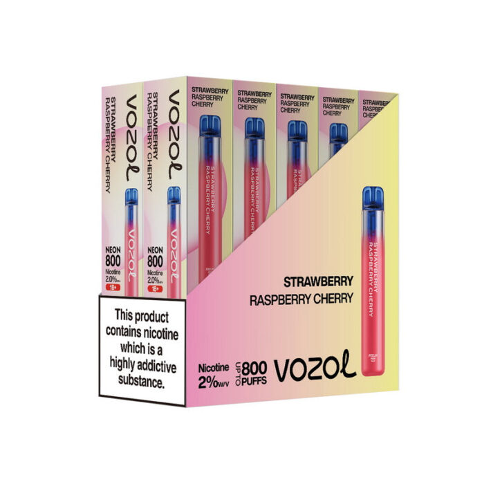 Disposable vapesBox of 10 Vozol Neon 800 Disposable Vape Multipackvozol neon pcs STRAWBERRYRASPBERRYCHERRY