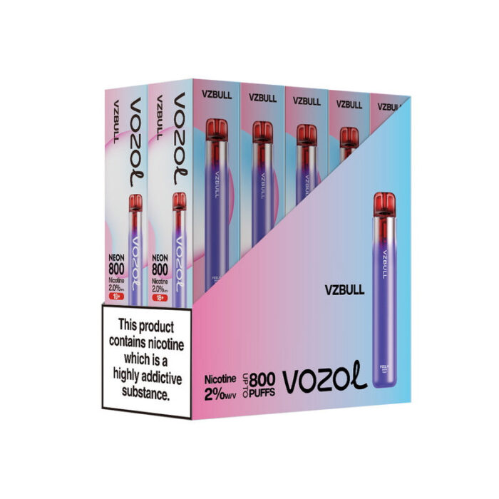 Disposable vapesBox of 10 Vozol Neon 800 Disposable Vape Multipackvozol neon pcs VZBULL