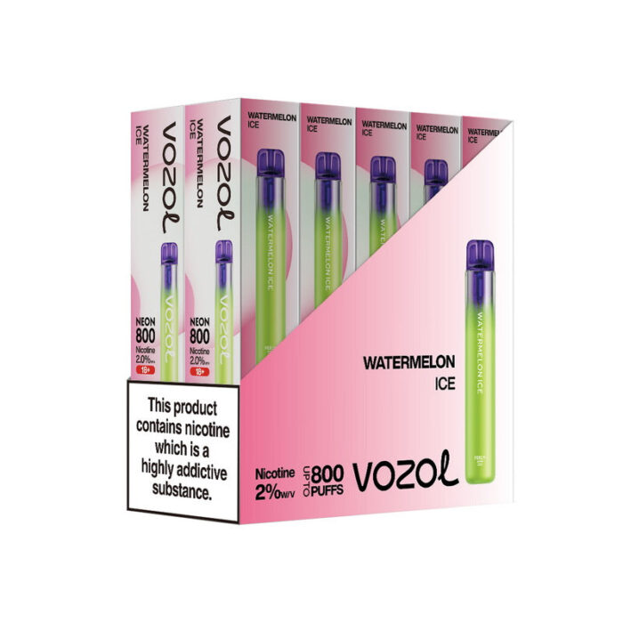 Disposable vapesBox of 10 Vozol Neon 800 Disposable Vape Multipackvozol neon pcs WATERMELONICE